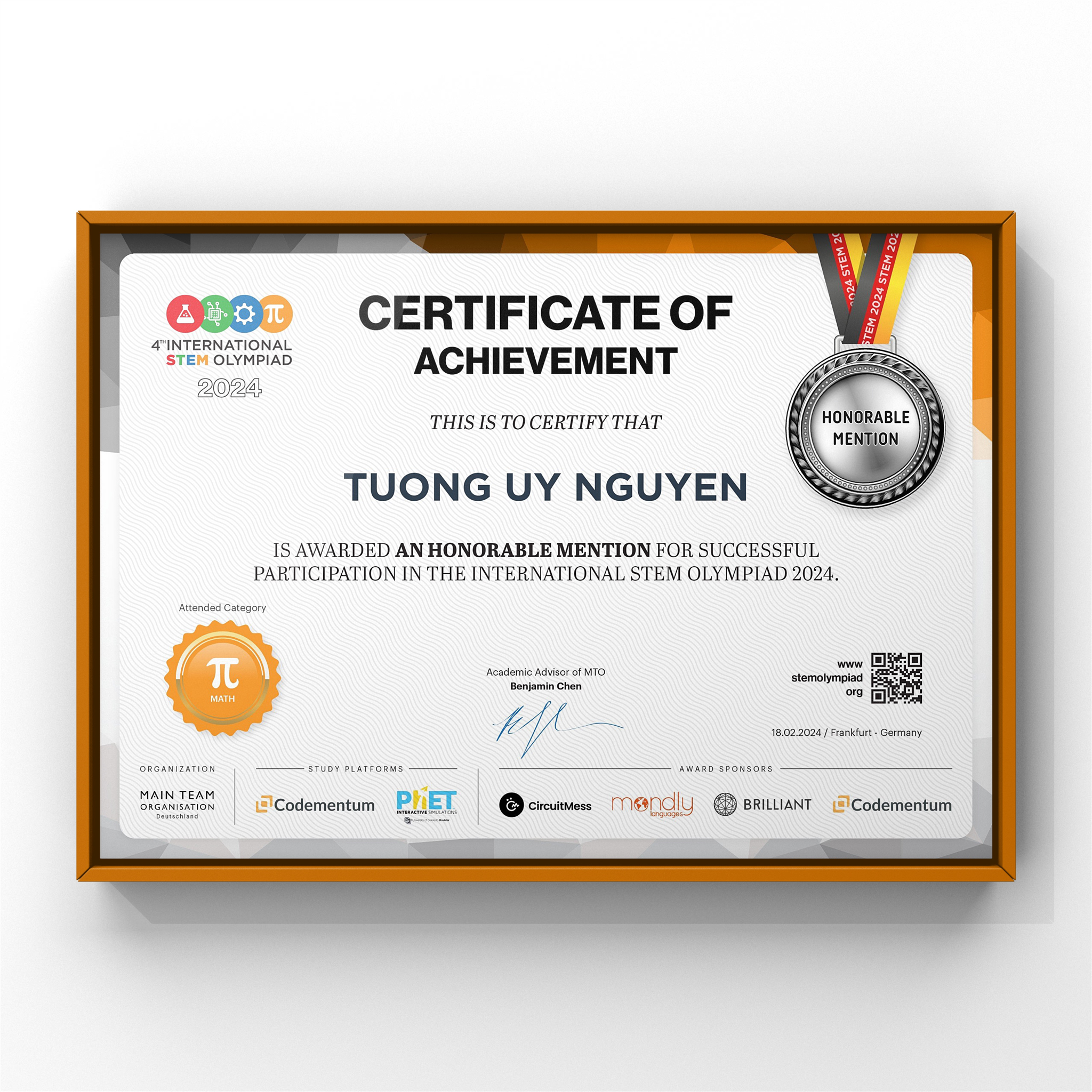 STEM Olympiad - Round 2 - Science - Honorable mention (2024)
