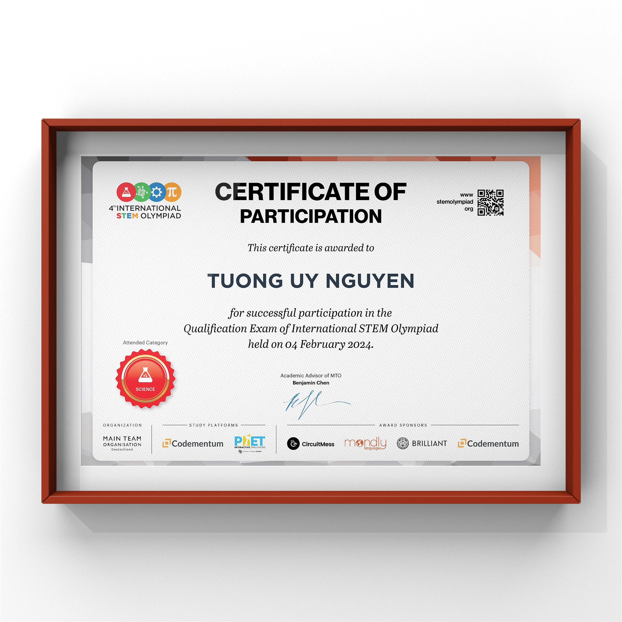 Qualification Exam of International Stem Olympiad 2024