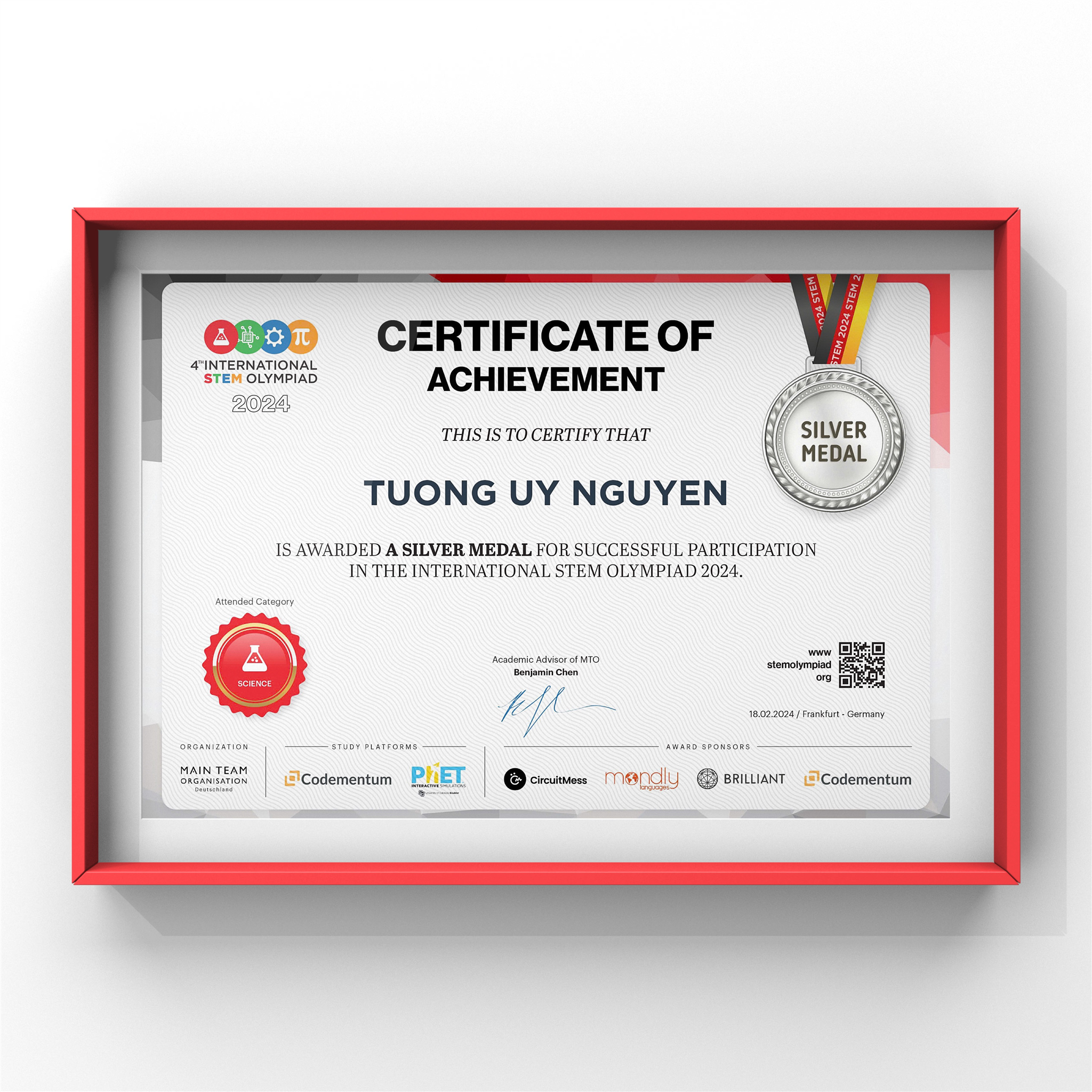 Silver Medal - The International Stem Olympiad 2024